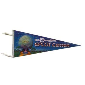 Vintage Walt Disney World Epcot Center Pennant 1982 Spaceship Earth Design